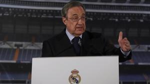 Florentino Pérez este jueves en el Santiago Bernabéu.