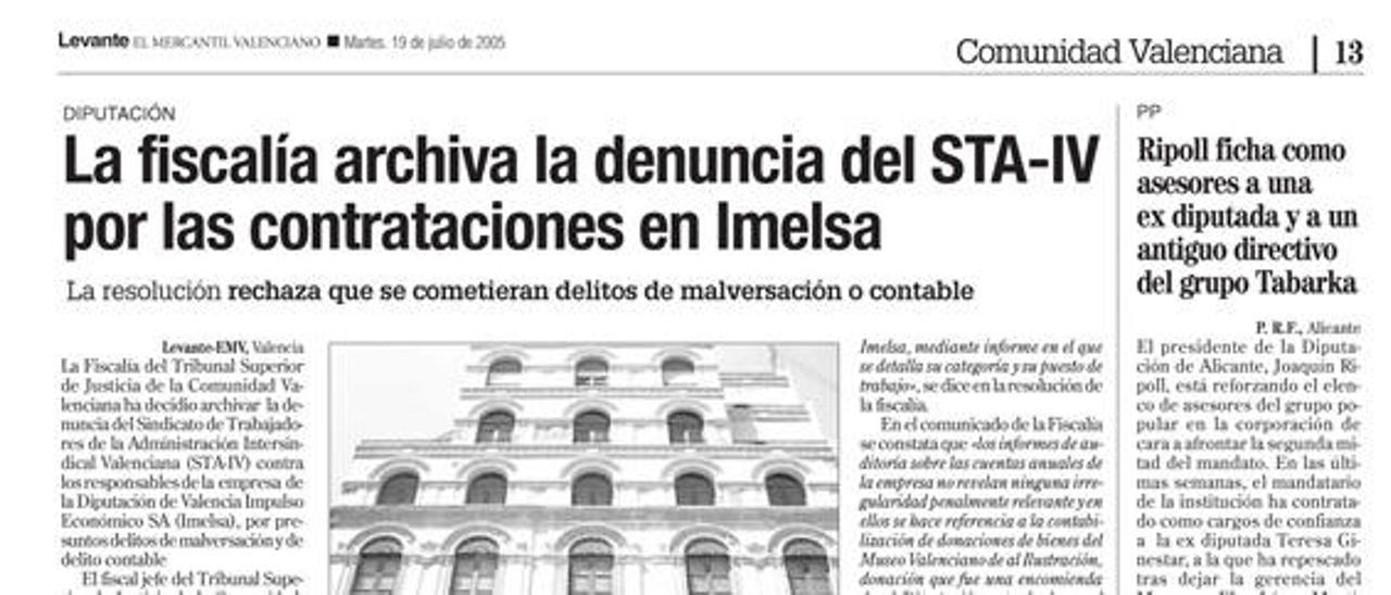 La Fiscalía archivó en 2005 el escándalo de los zombis de Imelsa que ahora investiga la UCO