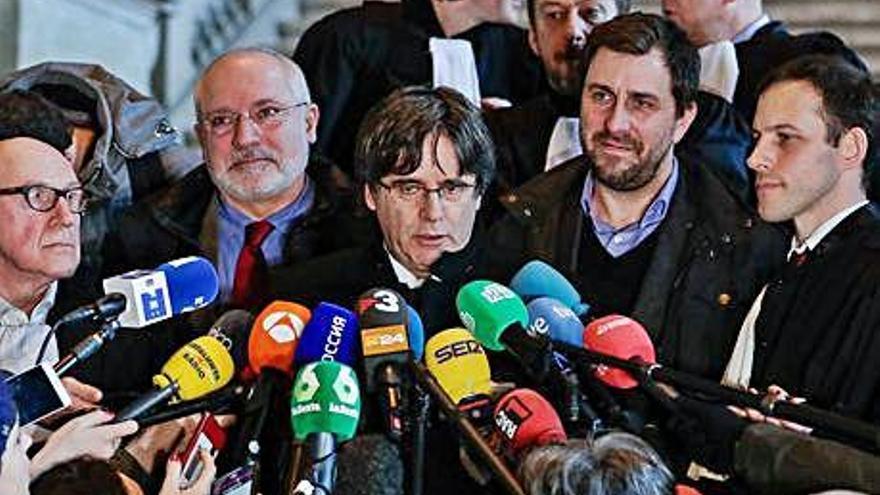 Puigdemont, Puig i Comín atenen els mitjans, ahir a Brussel·les