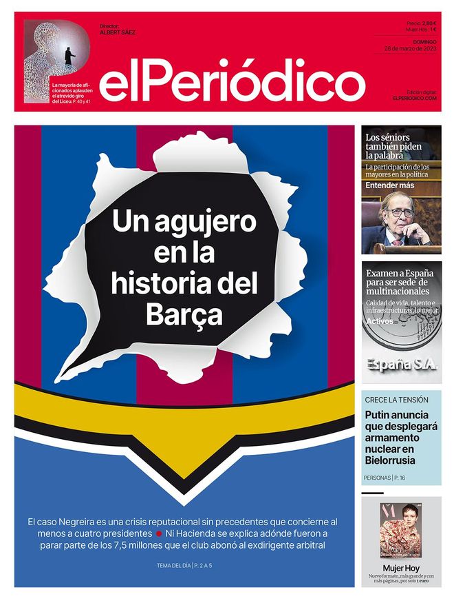 La portada d’EL PERIÓDICO del 26 de març del 2023