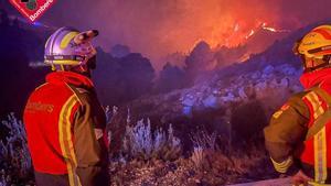 INCENDIO CONFRIDES | Un incendio forestal en Confrides obliga a movilizar a los bomberos de Cocentaina, Ibi, Benidorm, Villena y San Vicente.