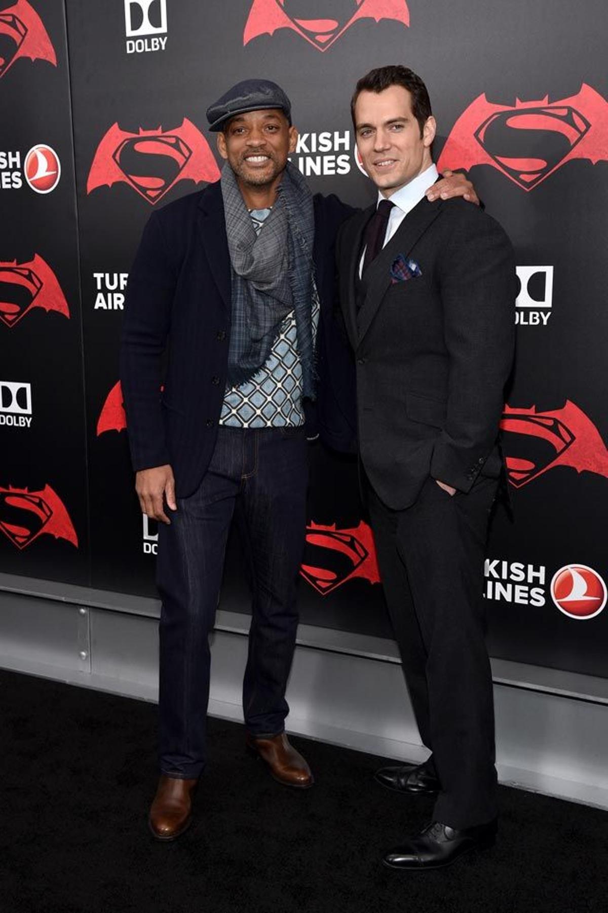 Will Smith y Henry Cavill, en la première neoyorquina de 'Batman v Superman'.