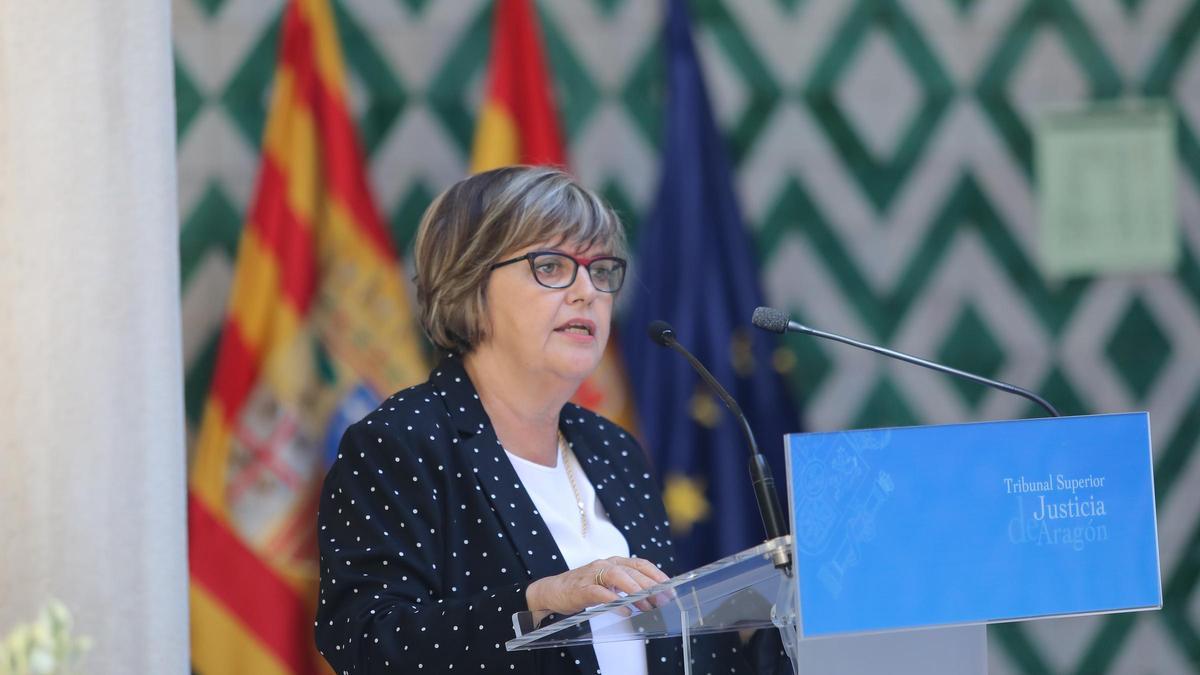 La fiscal superior de Aragón, Asunción Losada, durante su discurso en el acto de apertura del año judicial 2023-2024.