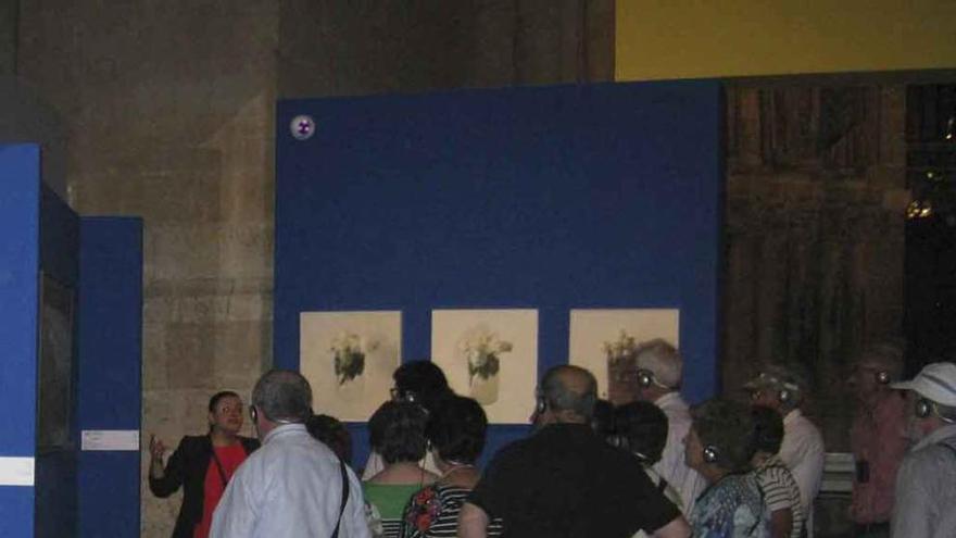 Un grupo de visitantes admira las obras de Aqva en La Colegiata. Foto
