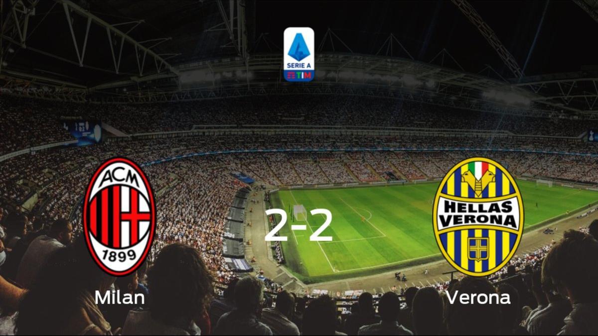 El Hellas Verona consigue un empate a dos frente al AC Milan