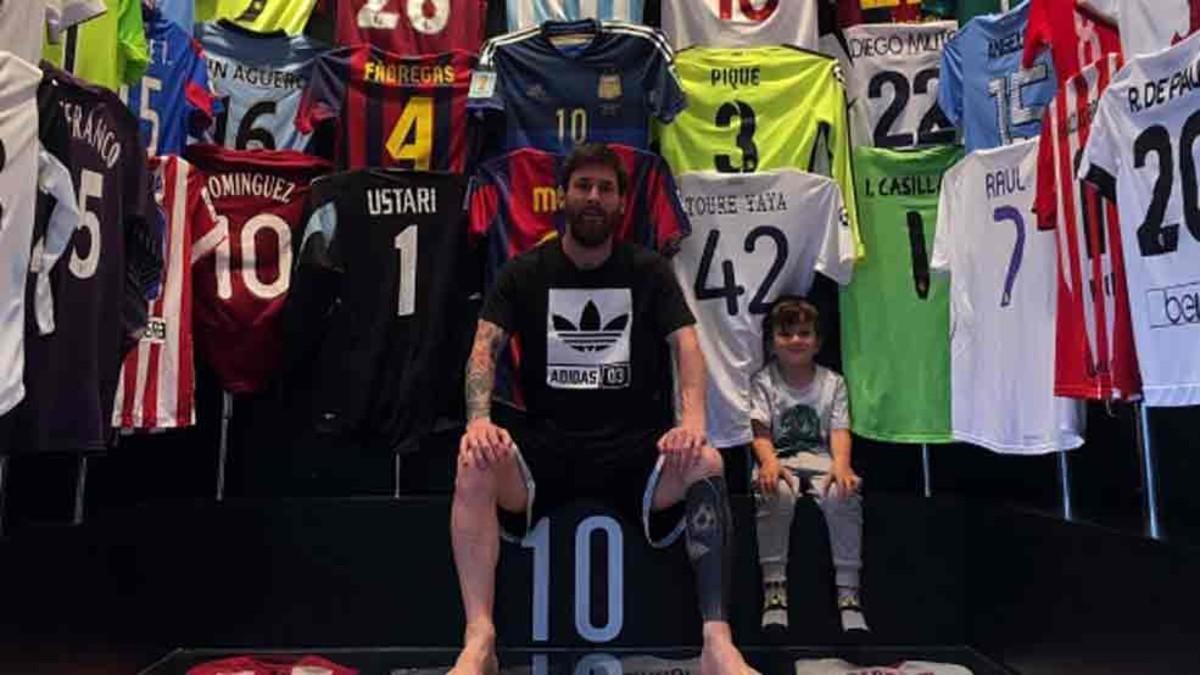 Messi, junto a su hijo Thiago