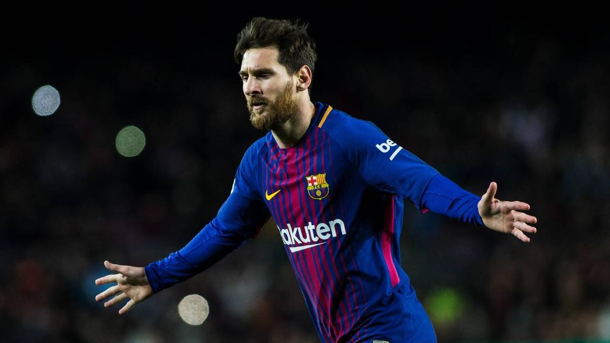 Messi celebra uno de sus goles durante su etapa en el Barça