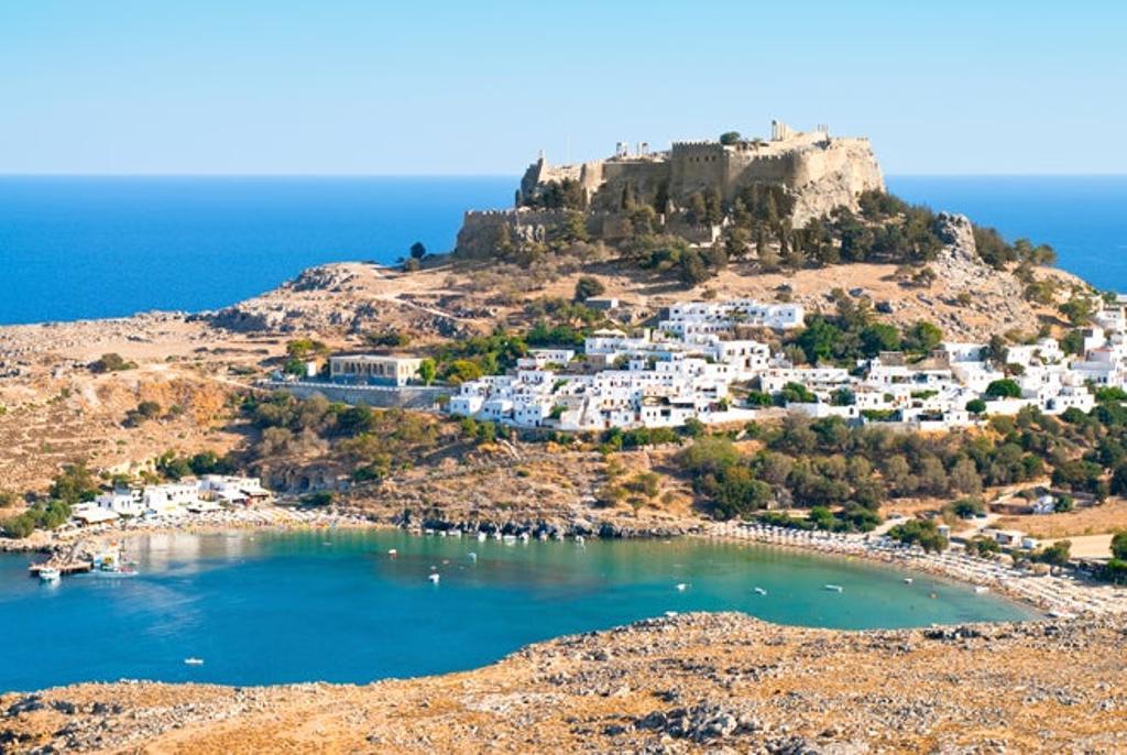 Acrópolis de Lindos en Rodas, Grecia.