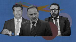 El sindicalista Pedro Haces, José Luis Ábalos y Víctor de Aldama