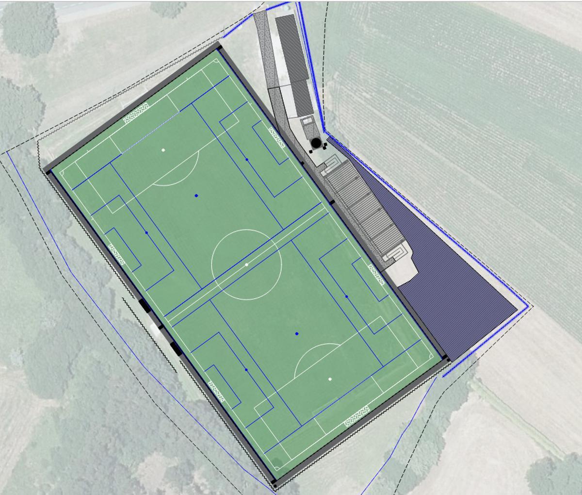 Plano del campo de fútbol de O Outeiro, en A Silva.