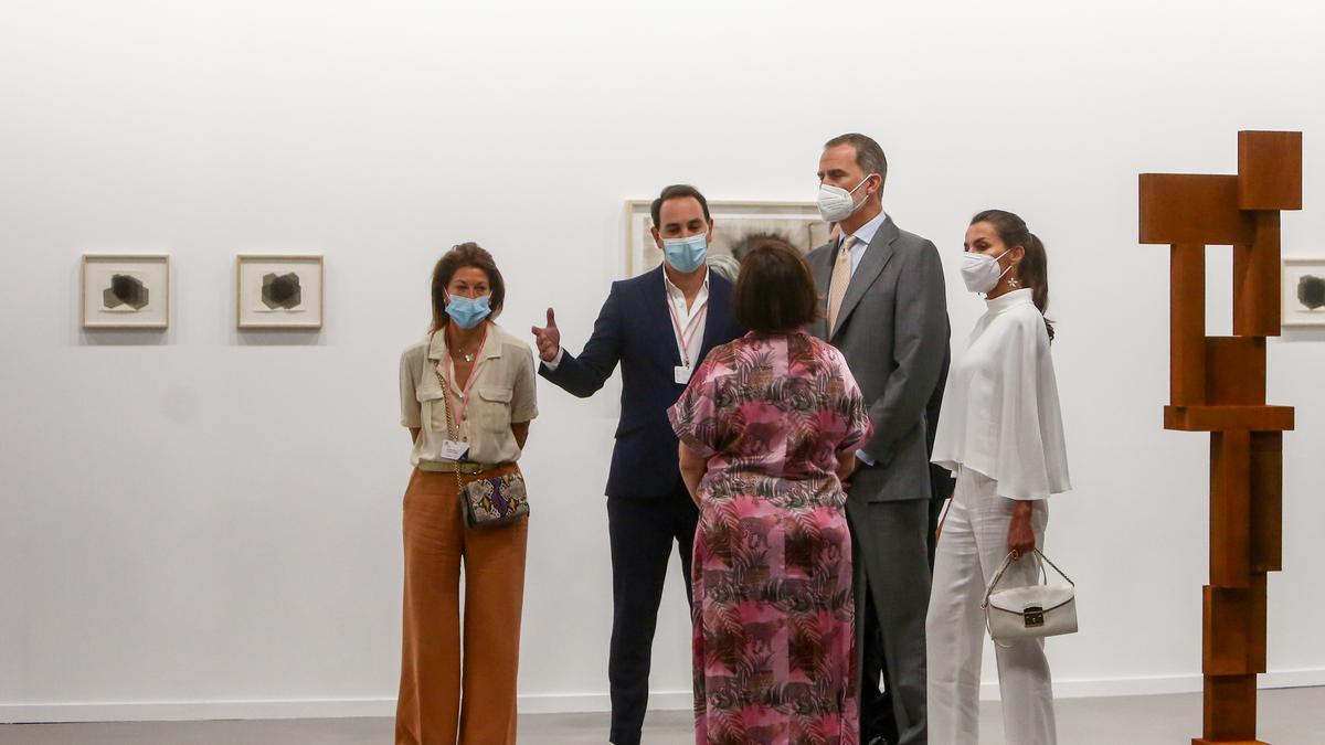 Los reyes de España, durante la inauguración de ARCO, a 8 de julio de 2021, en Madrid (España). Los reyes inauguran este jueves la cuadragésima edición de la feria de contemporáneo ARCO.