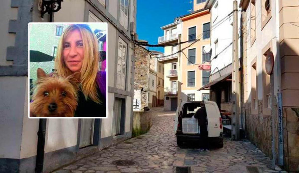 Calle naviega en la que se vio por última vez a Paz Fernández. En el recuadro, la desaparecida.