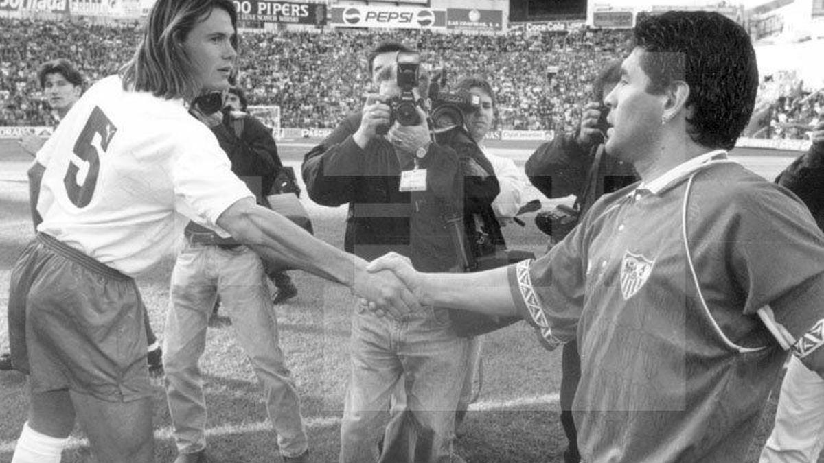Fernando Redondo y Diego Maradona.
