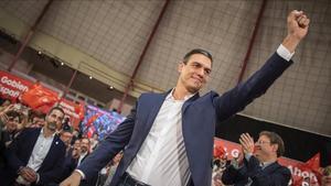 Pedro Sánchez, en el mitin de Castelló, en la campaña de las últimas generales.