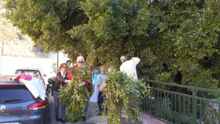 Los Barrenderos Malagueños Voluntarios, en pleno trabajo en El Mayorazgo.