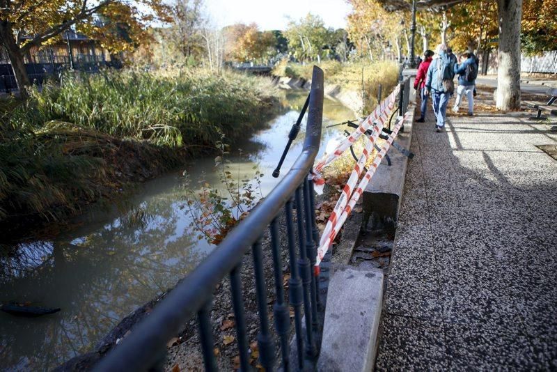 Los Bomberos de Zaragoza sacan un vehículo del canal