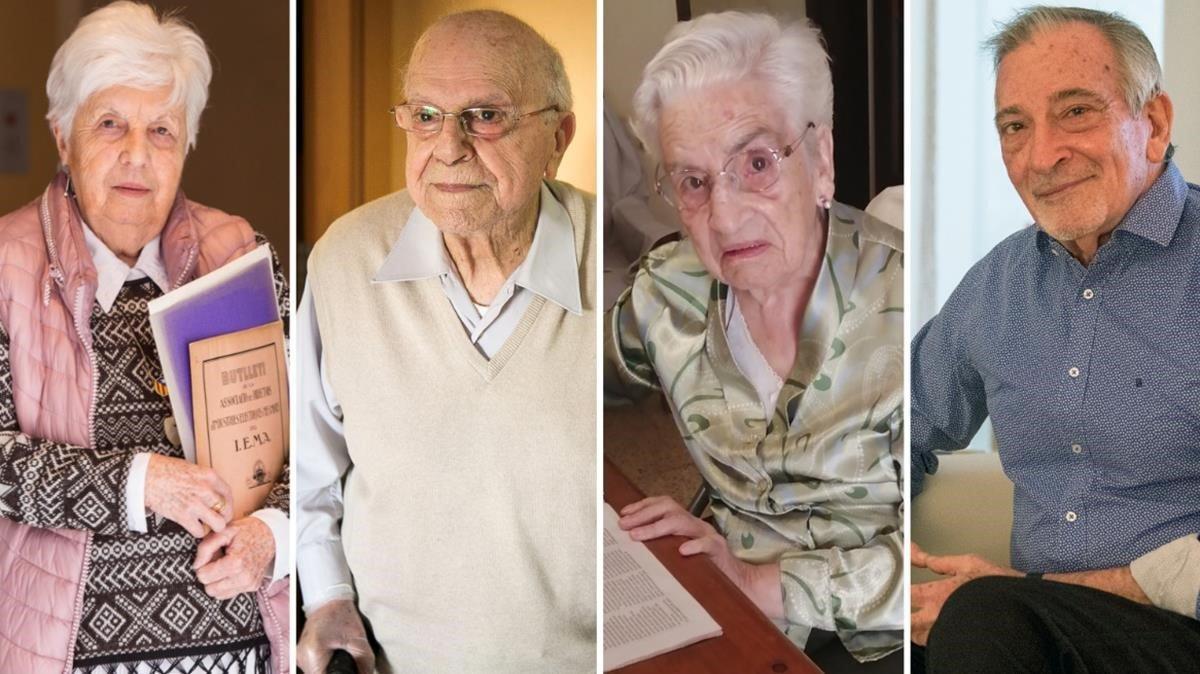 Maria Montserrat, Artur, Maria Àngels y Alfonso, ancianos confinados durante el coronavirus.