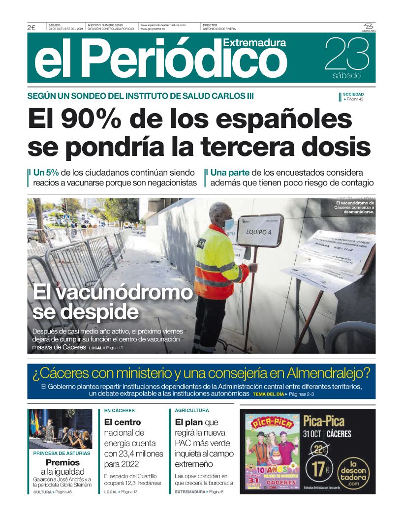 Consulta la portada correspondiente al día 23 de octubre del 2021