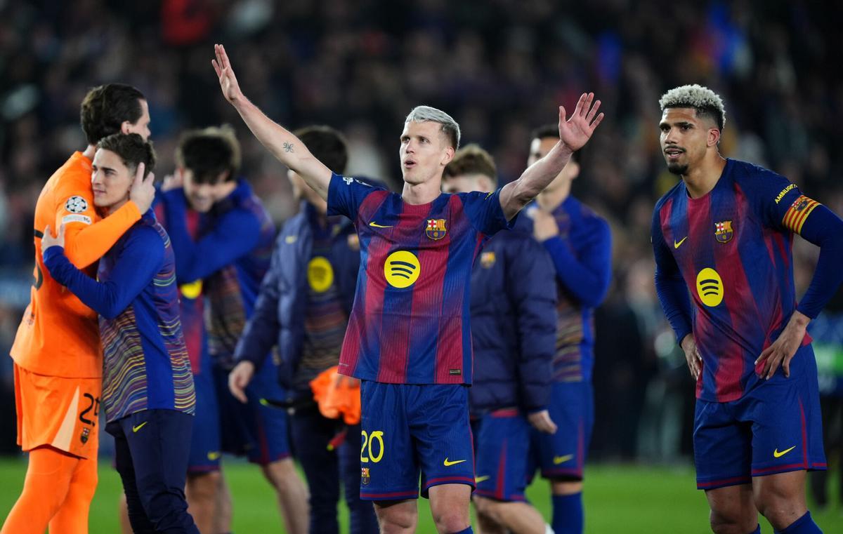 Dani Olmo celebra el pase a Cuartos de final