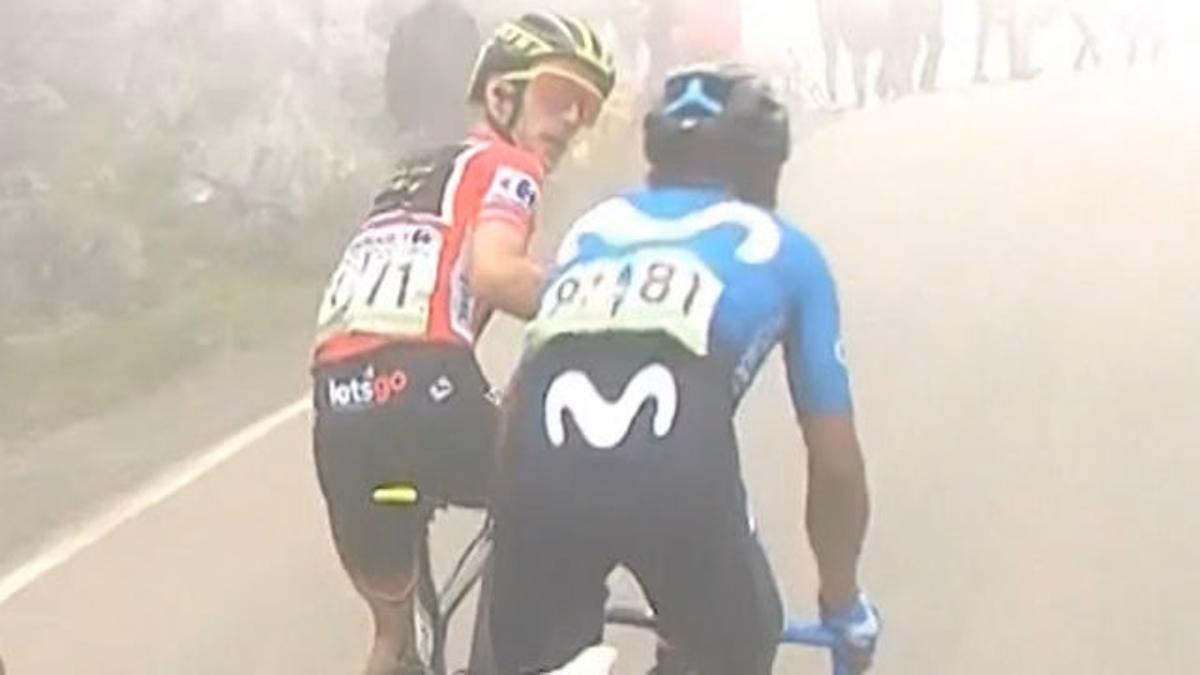 El espectacular enfado de Yates con Nairo Quintana en la vuelta. ¡Se vuelve loco!