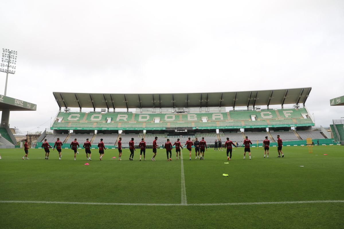 Lance de la sesión de entrenamiento del Córdoba CF del pasado viernes, en El Arcángel.
