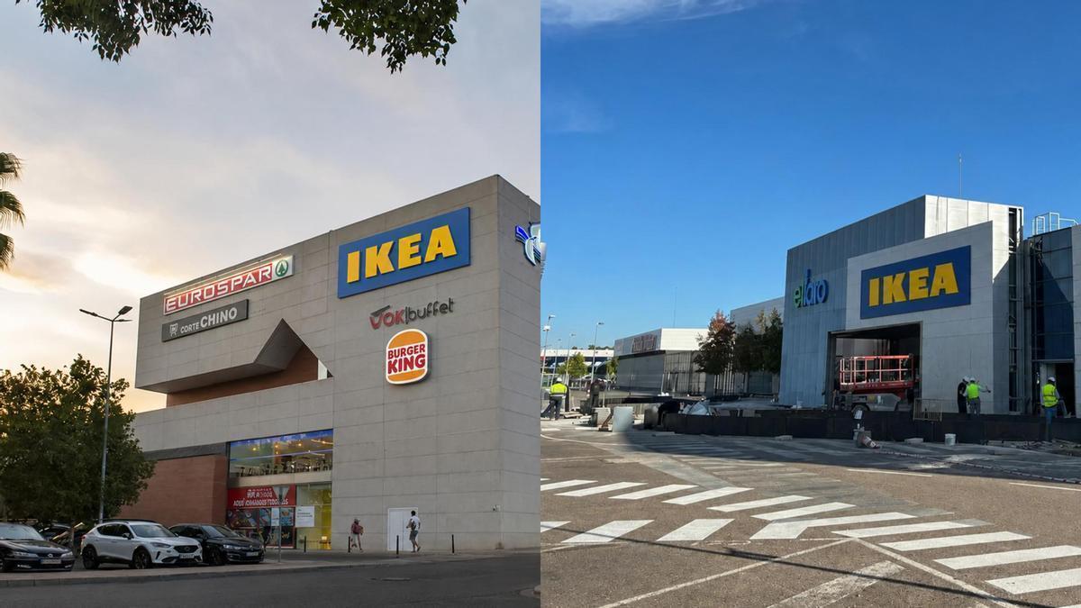 Recreación realizada por IA de los letreros de Ikea en los centros comerciales de Conquistadores y El Faro de Badajoz.