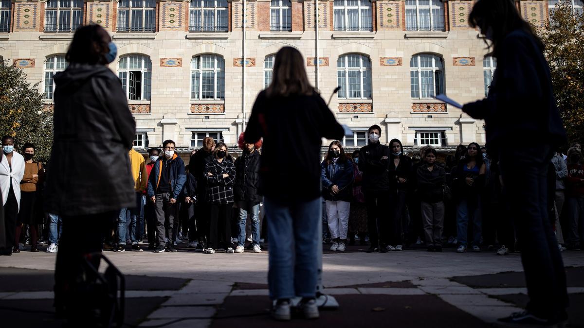 Una ceremonia de homenaje a Samuel Paty en Francia.