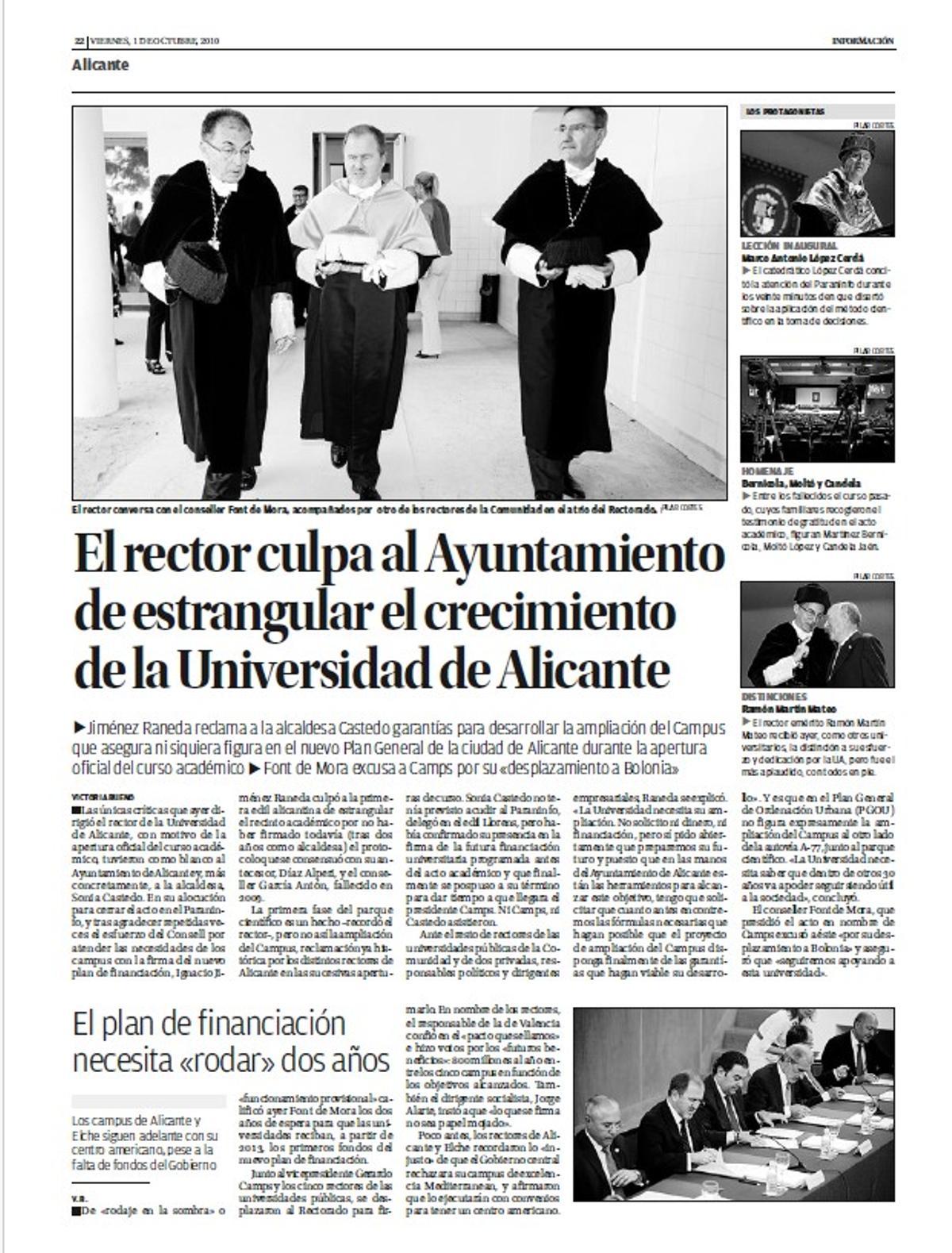 La página con la noticia.