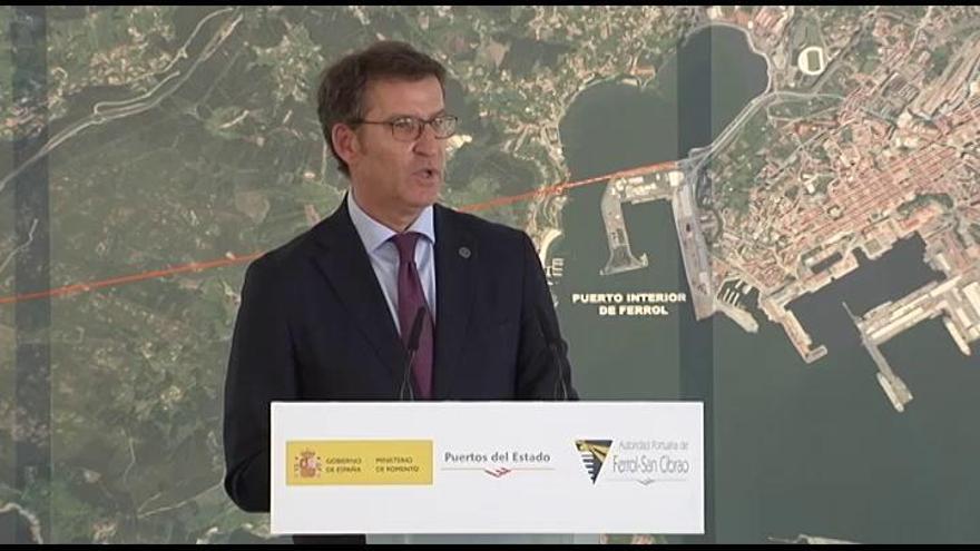 Feijóo, en el inicio de las obras para la conexión ferroviaria al puerto exterior de Ferrol