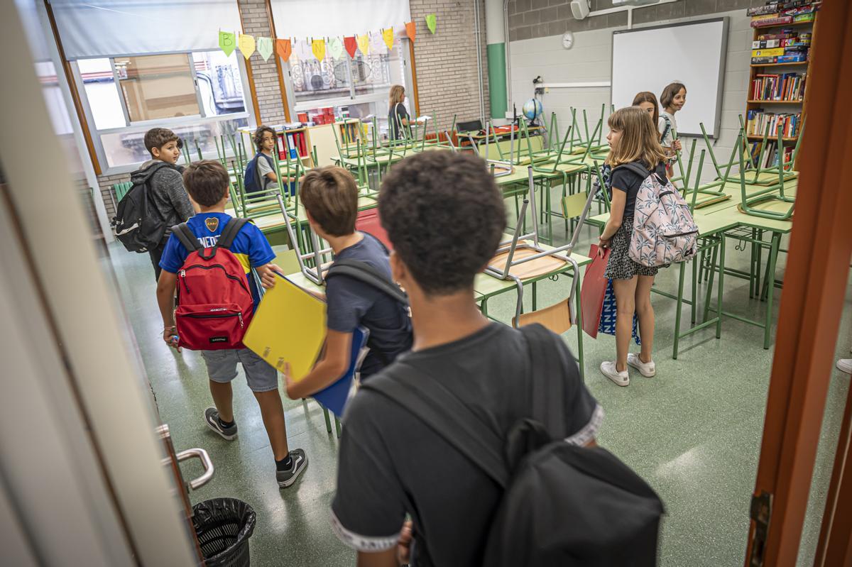 Vuelta a las aulas en el CEIP Pau Casals de Gràcia, en Barcelona.