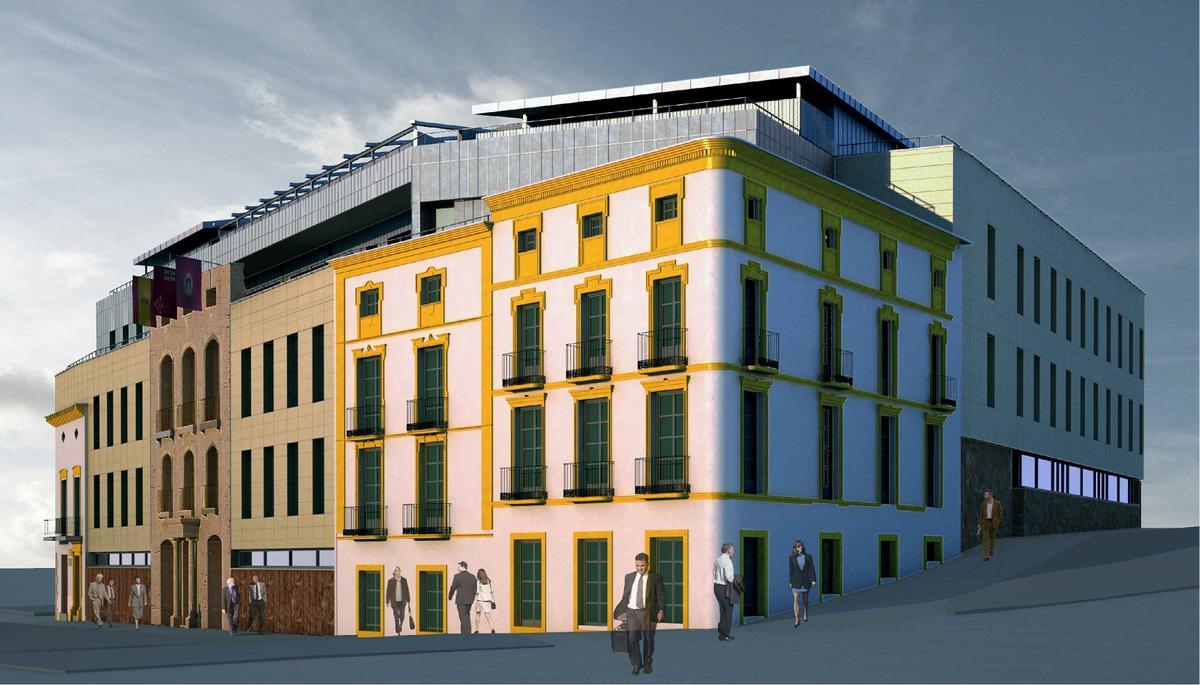 Fachada del proyecto del Palacio de Justicia de Lorca desde la Plaza de España