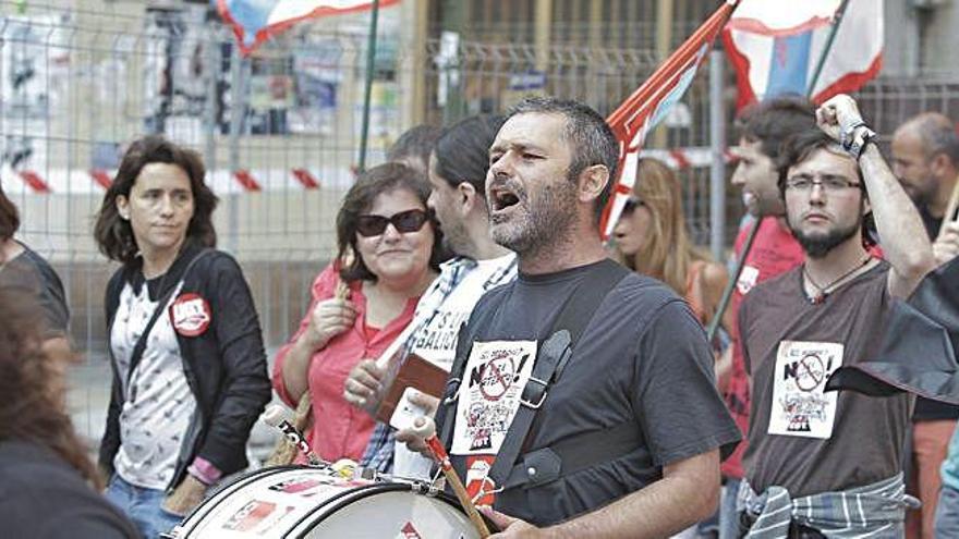 Manifestación de los empleados de Atento, en 2014, en A Coruña.