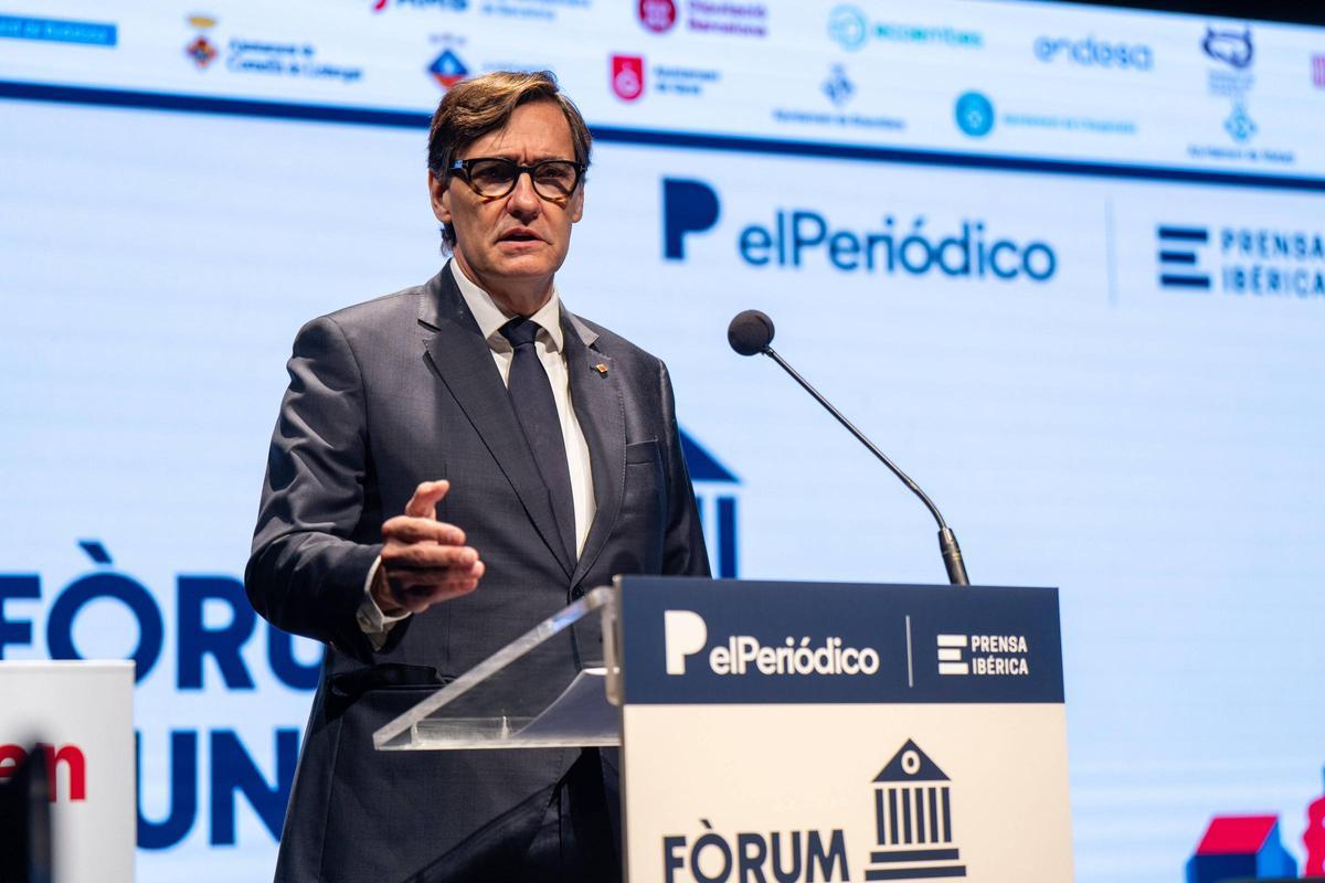 Salvador Illa, presidente de la Generalitat de Catalunya, en su intervención en el I Fòrum Municipalisme