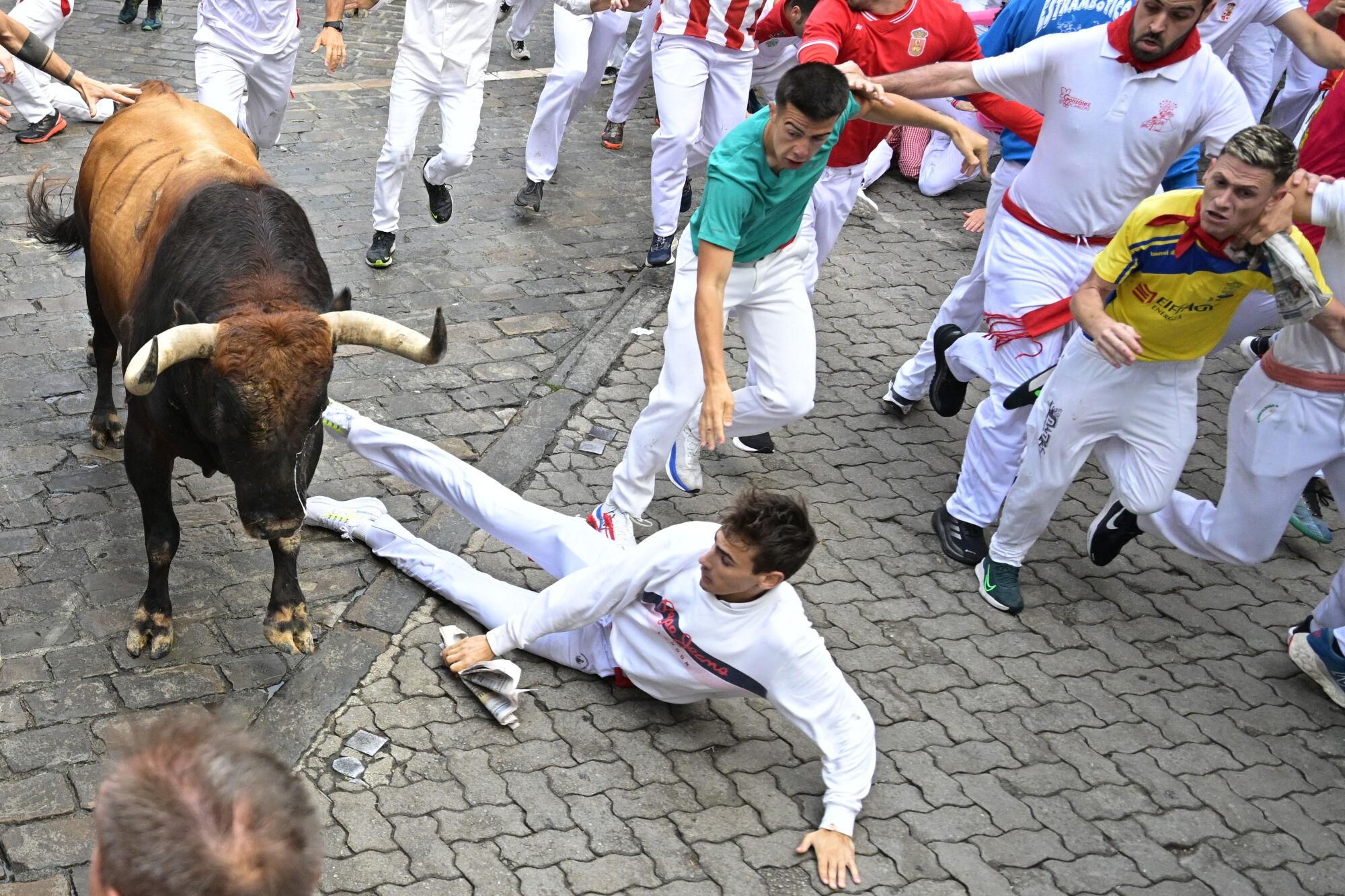 El primer encierro de los Sanfermines 2025, en imágenes.