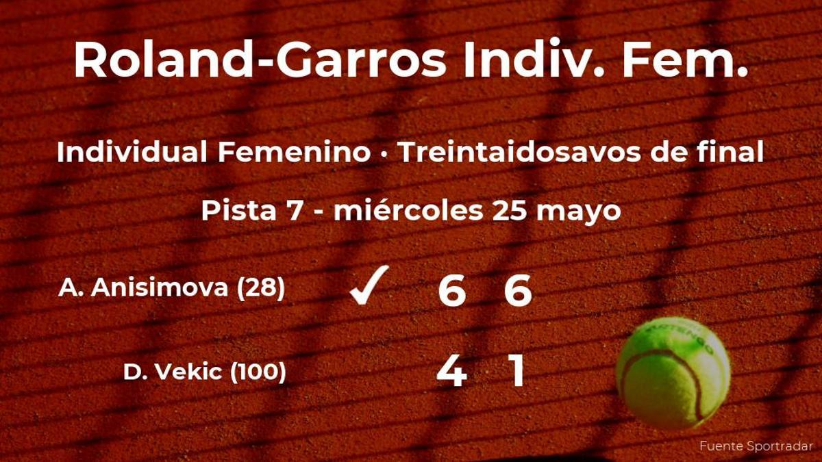 La tenista Amanda Anisimova estará en los dieciseisavos de final de Roland-Garros