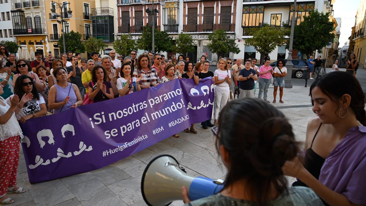 Manifestación en apoyo a Jenni Hermoso este domingo en Badajoz.