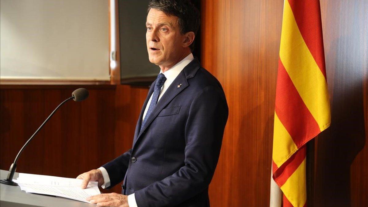 Manuel Valls, en rueda de prensa en el Ayuntamiento de Barcelona