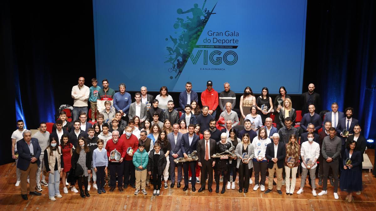 Imagen de los premiados en la XXIII Gala del Deporte de Vigo.