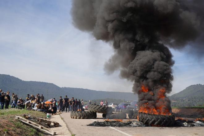 La protesta de treballadors d'aquest dilluns a Lledoners, en imatges