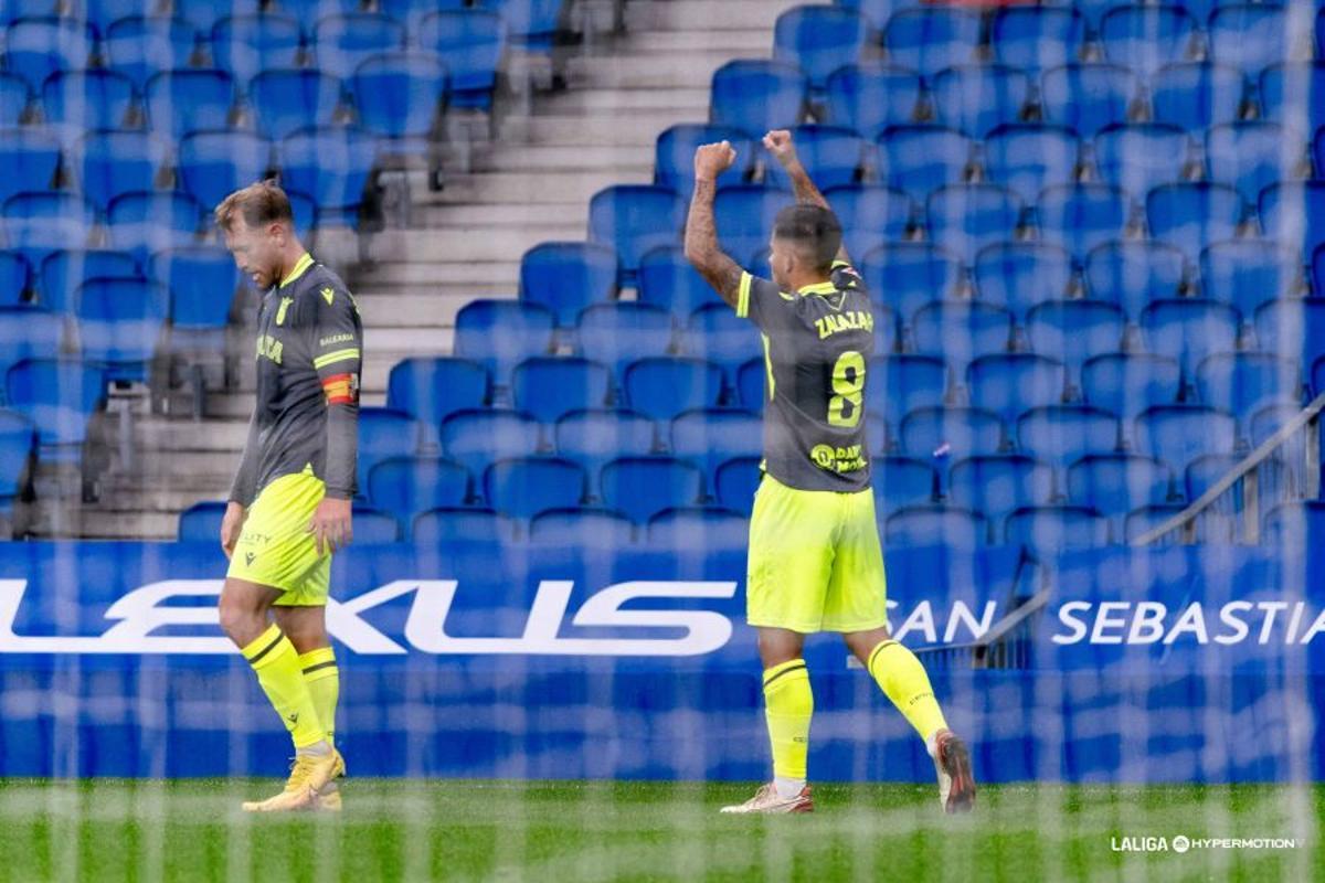 Kuki Zalazar celebra su golazo en Anoeta