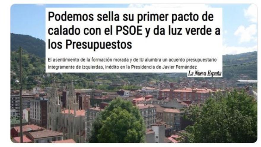 Pablo Iglesias celebra el acuerdo de su formación en Asturias para aprobar los Presupuestos