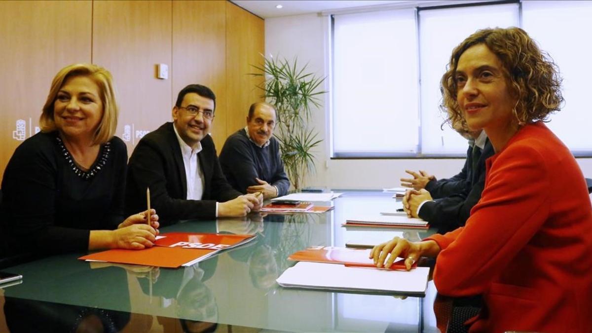Las comisiones del PSOE y el PSC, este viernes en Madrid.