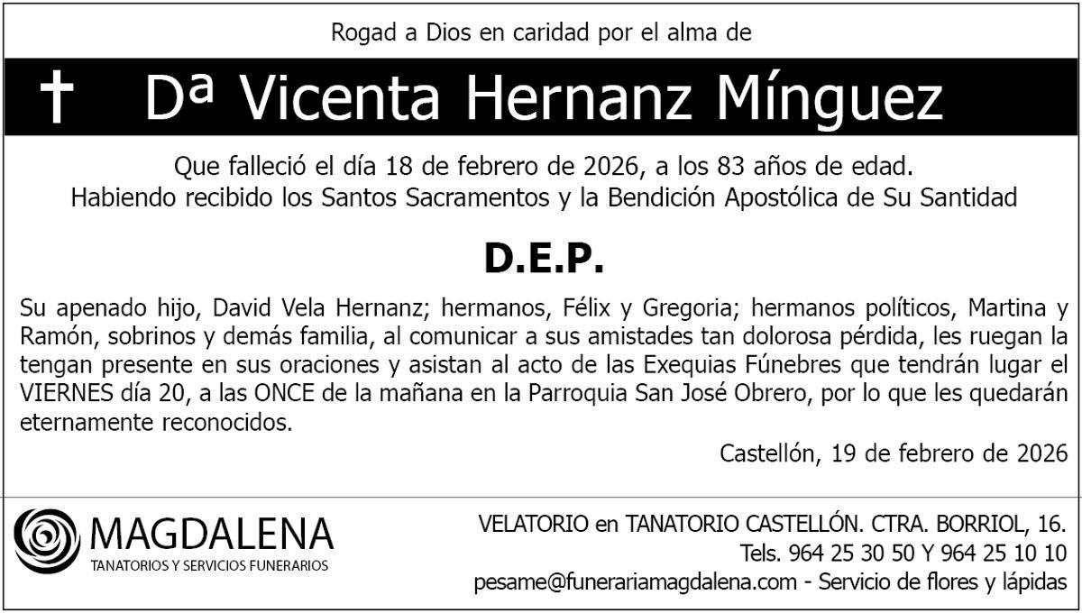 Dª Vicenta Hernanz Mínguez