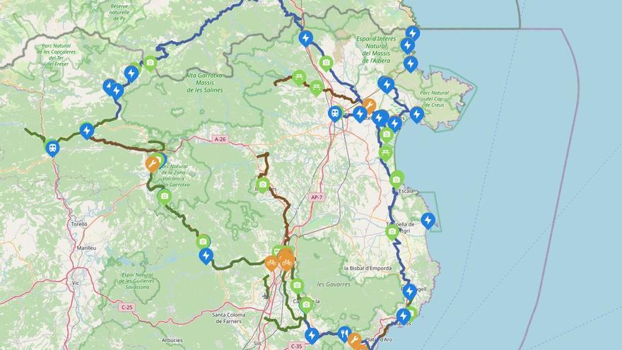 El nou planificador de rutes del Consorci de les Vies Verdes de Girona permet visualitzar tota la xarxa i crear rutes a mida