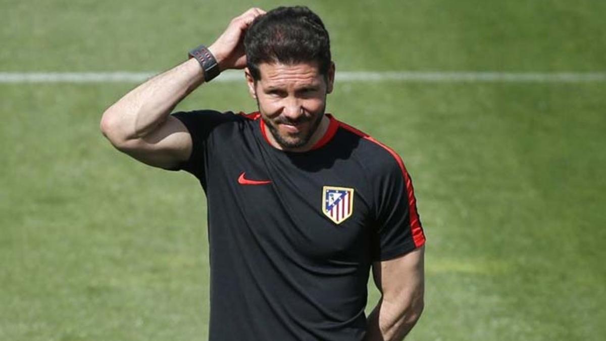 Simeone, durante el entrenamiento de este martes