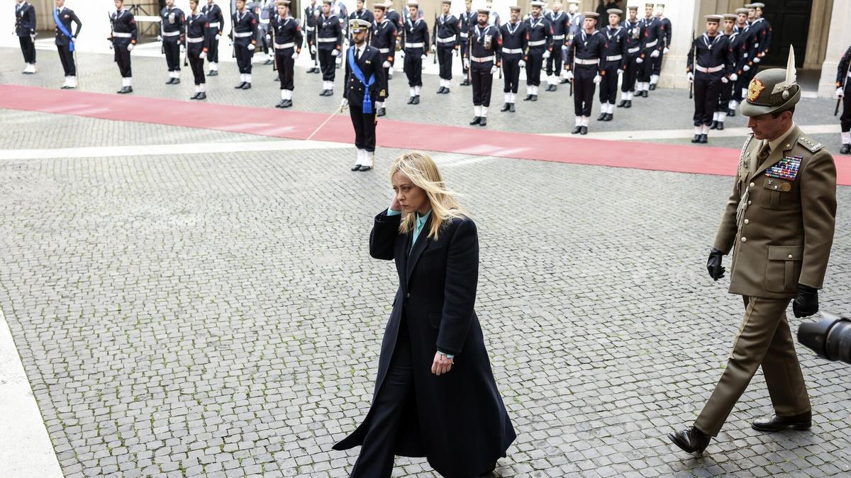 Giorgia Meloni, primera ministra de Italia, antes de su reunión con Pedro Sánchez