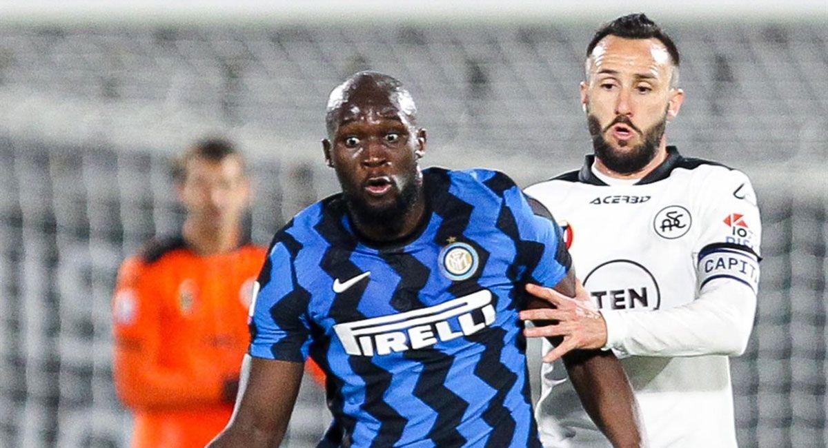 Lukaku, del Inter, en el encuentro de este sábado ante el Spezia.