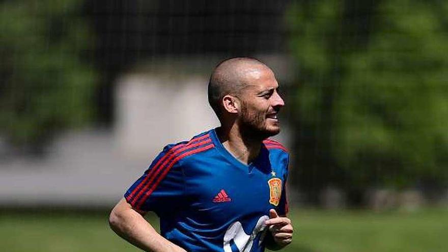 Silva, entrenando ayer con la Selección.