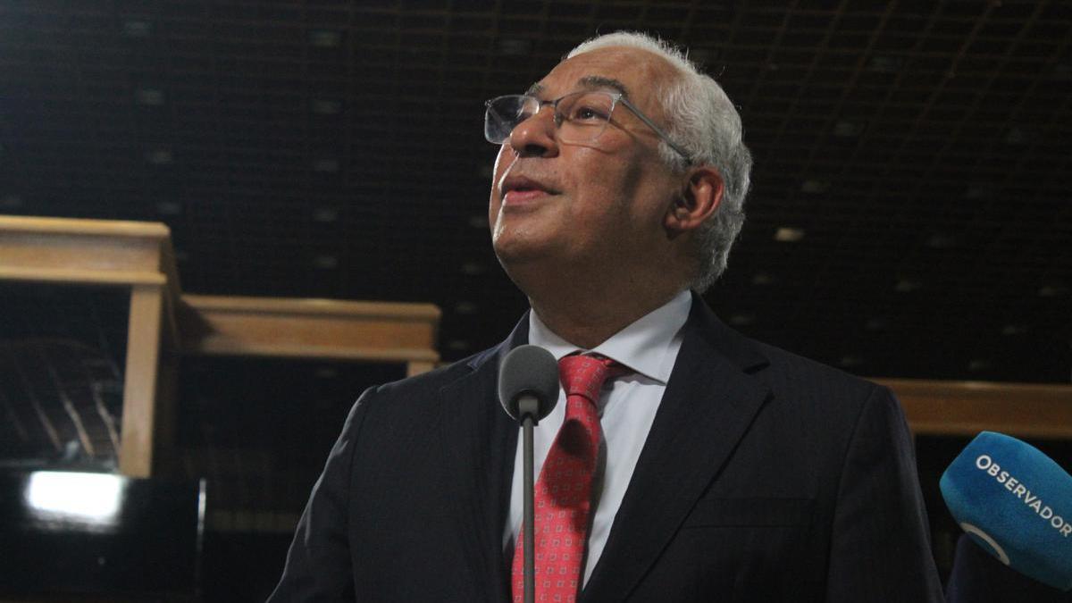 El primer ministro portugués y líder del Partido Socialista, António Costa, durante la noche electoral el 20 de enero de 2022.