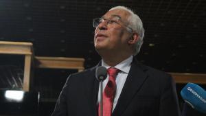 El primer ministro portugués y líder del Partido Socialista, António Costa, durante la noche electoral el 20 de enero de 2022.